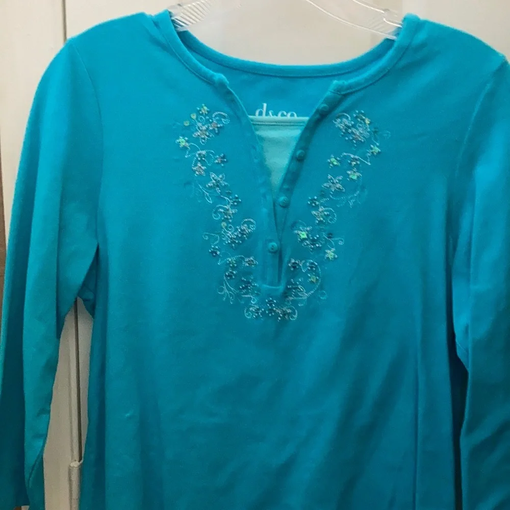 FINAL MARKDOWN Denim and company embroidered top Small - Picture 1 of 4